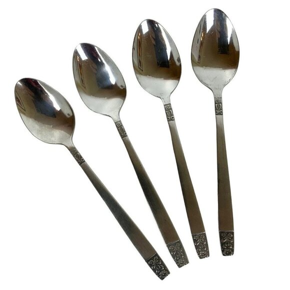 Rogers by Stanley Roberts Danesmore 4 Teaspoons Satin Stainless Steel 1970s - Picture 1 of 4